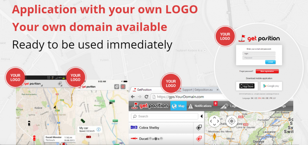 Your brand, logo in apps of GetPosition